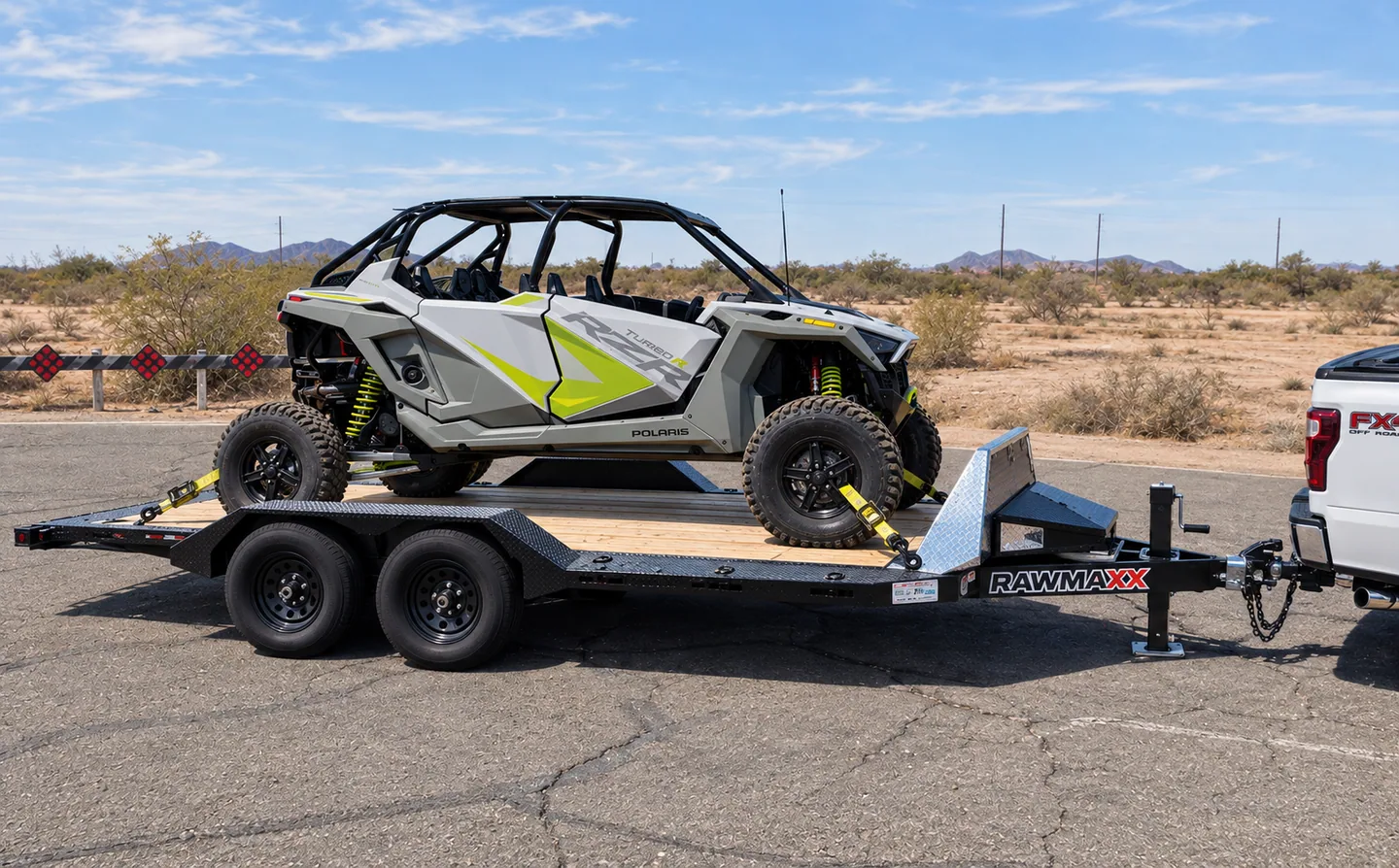Illustration of a side-by-side on the RawMaxx SLX trailer